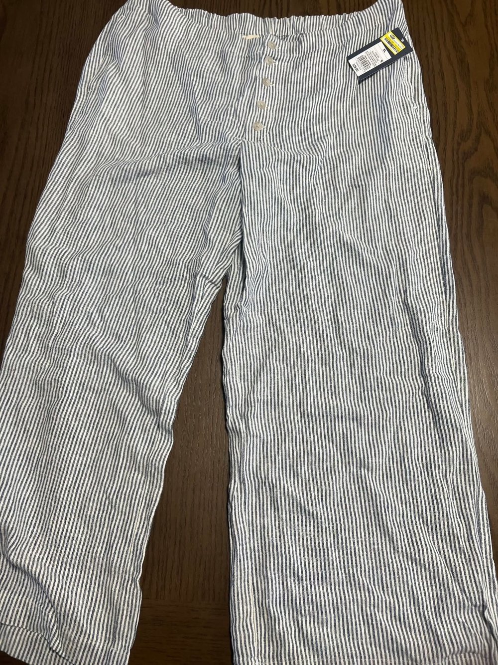 Universal Thread Blue and White Striped Linen-Blend Wide-Leg Pants - Picture 2 of 5